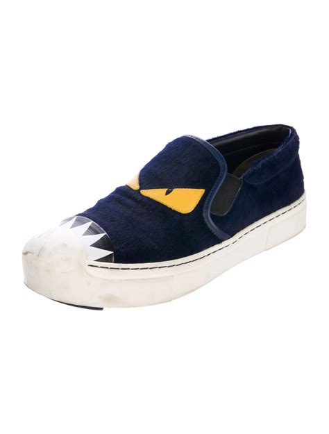 fendi monster blue slip on